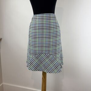 Vintage Nine West Houndstooth Plaid Mini Skirt Flounce Hem, Size 10